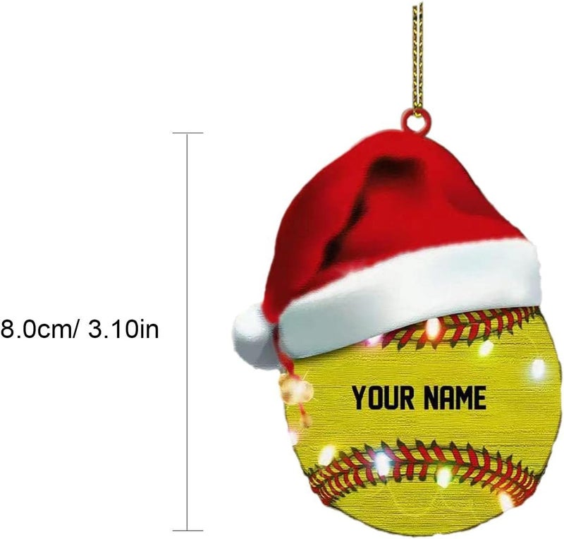 woobles Personalized Baseball Ornament,Baseball and Mitt Ornament Personalized | Sports Game Theme Novelty Decorative Gift Boy Men Christmas Classic Balls Party Supplies Home - Image 4